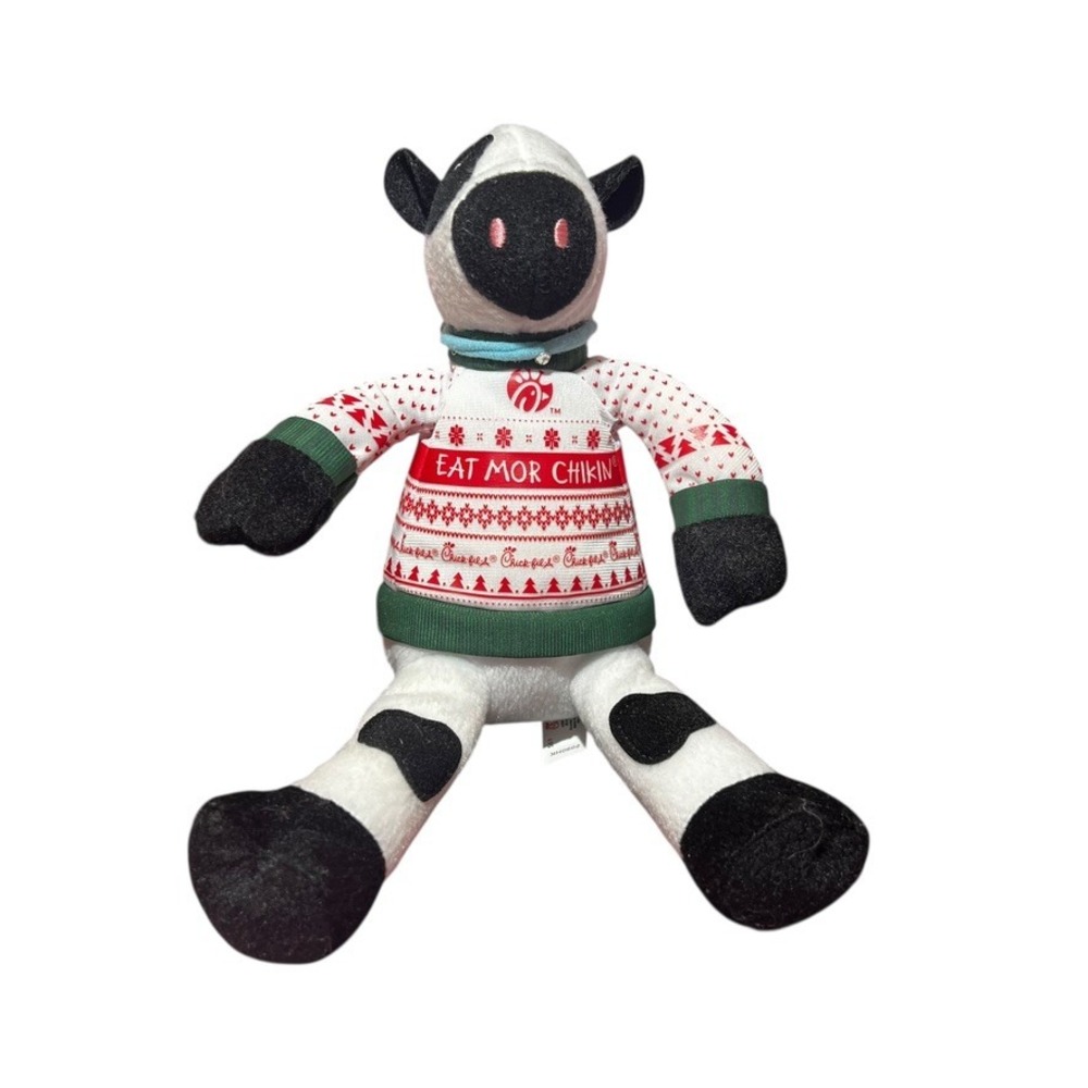 Chick-fil-A Eat Mor Chikin Cow Plush Holiday Sweater Cow 2020 CFA